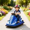 Kids Bumper Car 360 degrees  Rotation Spin Electric Waltzer Car With Led Lights Music For Ages 3 8 Years Old Blue