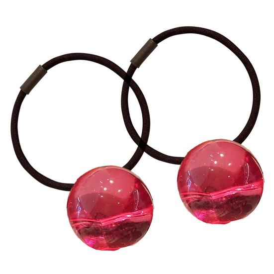 2Pcs Women Hair Ropes Transparent Jelly Ball Design High Elasticity Hair Ties No Damage Ponytails Buns Holder Hair