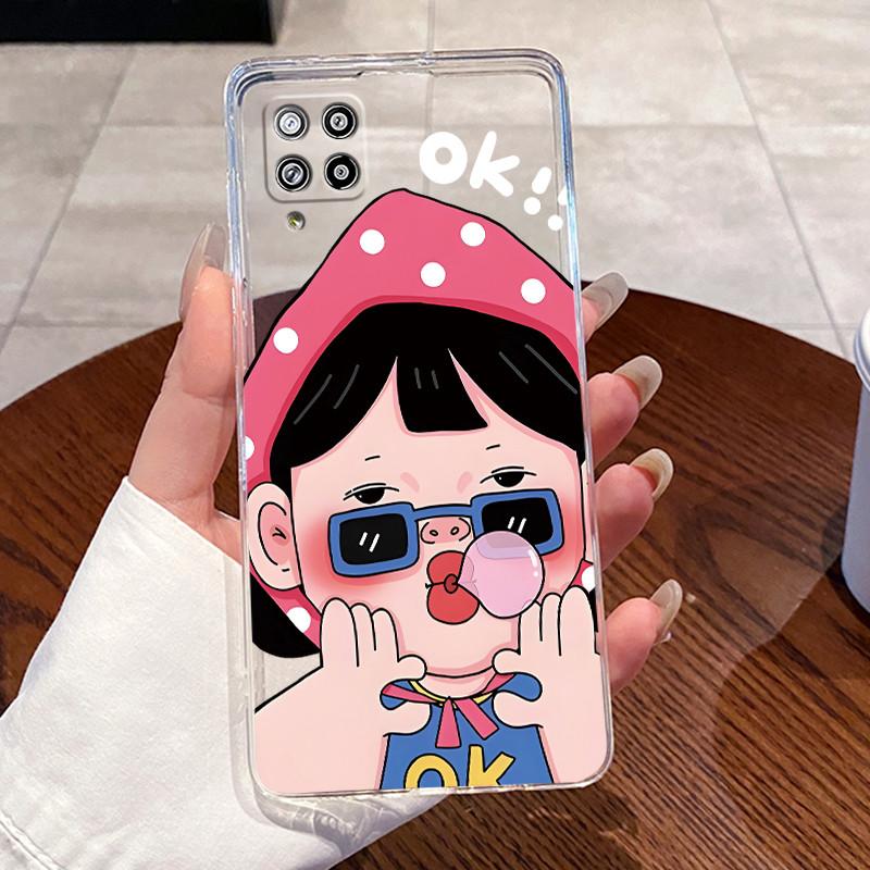 Чехол для Samsung Galaxy A42 M42 M32 M22 F22 Capa Прозрачные силиконовые чехлы Мягкая задняя крышка из ТПУ Милый чехол для телефона с кроликом, кошкой, динозавром
