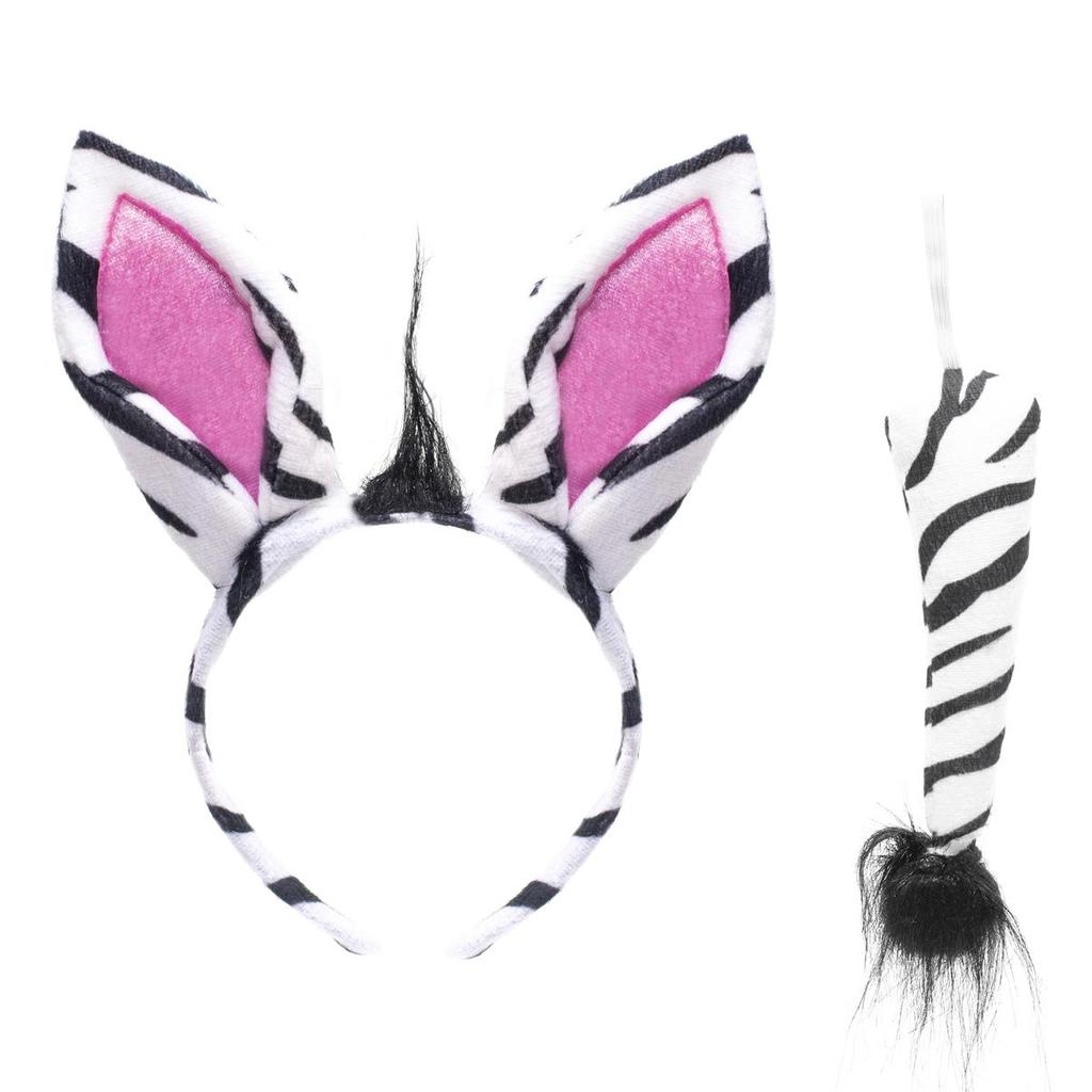 Set Zebra Headband Ears Tail Madagascar Zoo