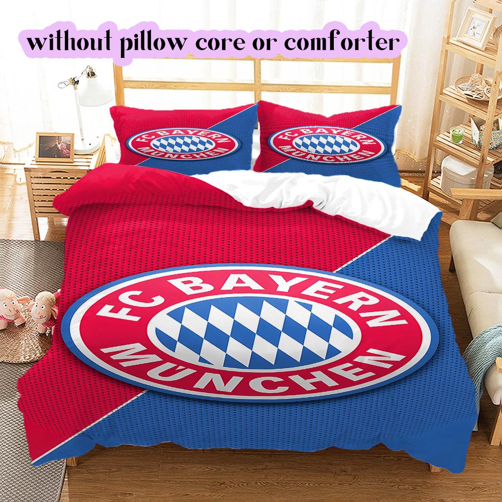 FC Bayern Munich Pattern Bedding Quilt Set Quilt Cover Pillowcase Home Decoration Birthday Gift (1 * duvet cover + 2 * pillowcase, without core)
