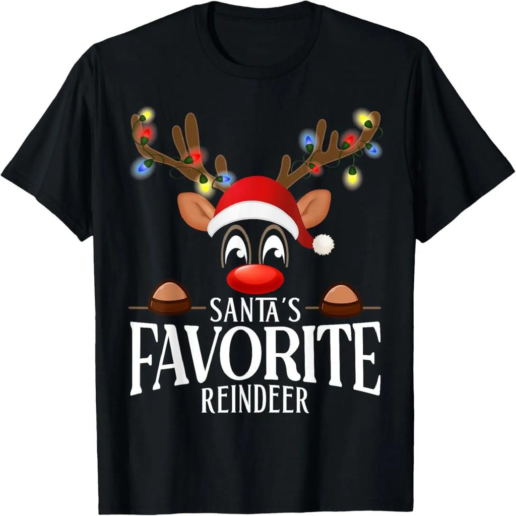 Santa's Favorite Reindeer Funny XMas Matching PJS T-Shirt