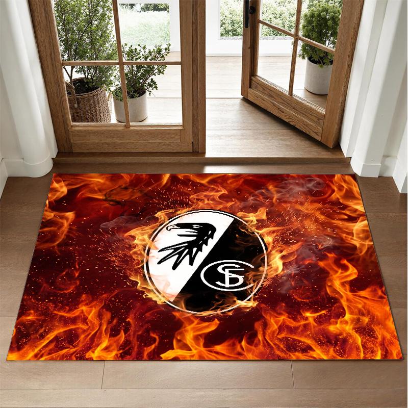 SC Freiburg FC Design Crystal Velvet Rug Soft Decorative Mat for Bedroom Entrance