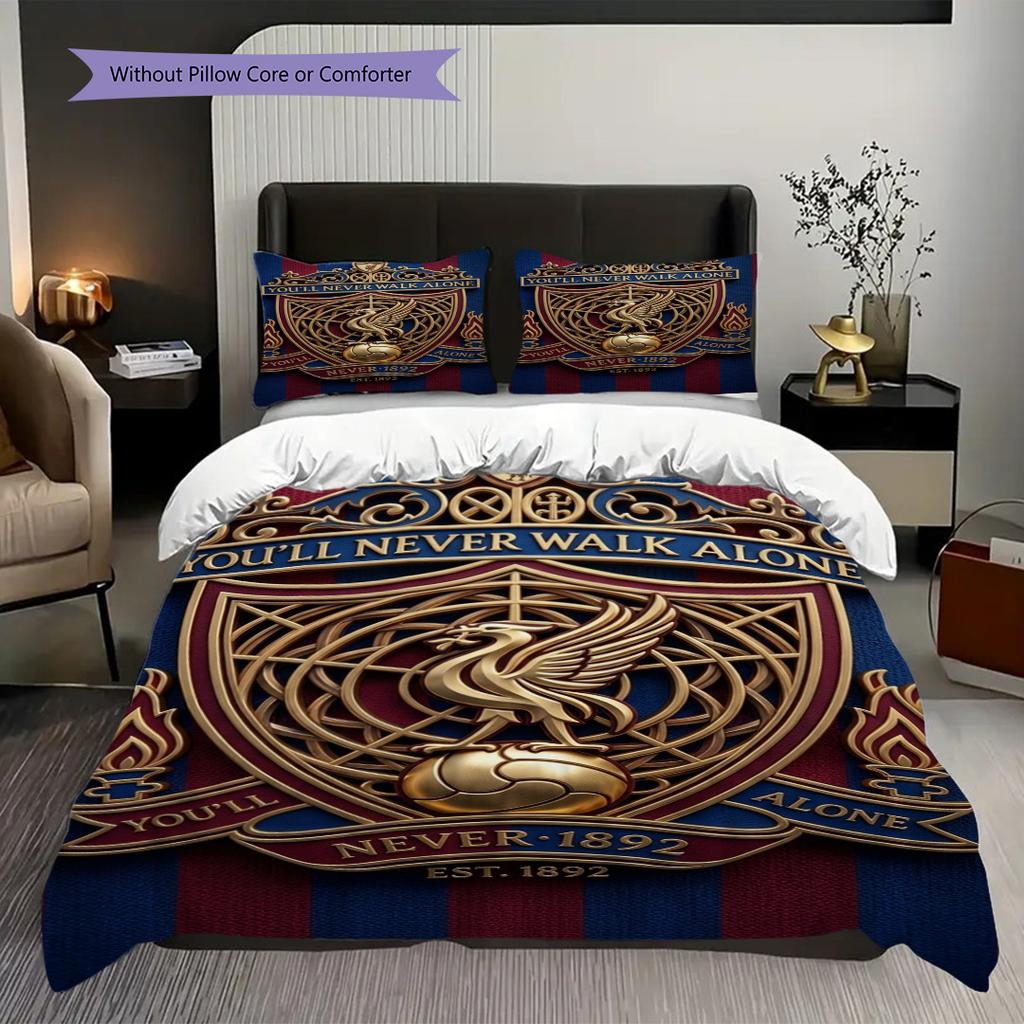 Unity Legacy Football Three-piece set (1 * duvet cover + 2 * pillowcase, without core) 2DFlat Bedding set Christmas birthday gift Soft and comfortable