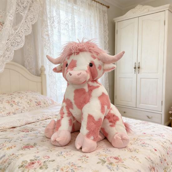 Плюшевая игрушка, мягкая игрушка, реалистичный дизайн шотландской высокогорной коровы, мягкий плюшевый декор