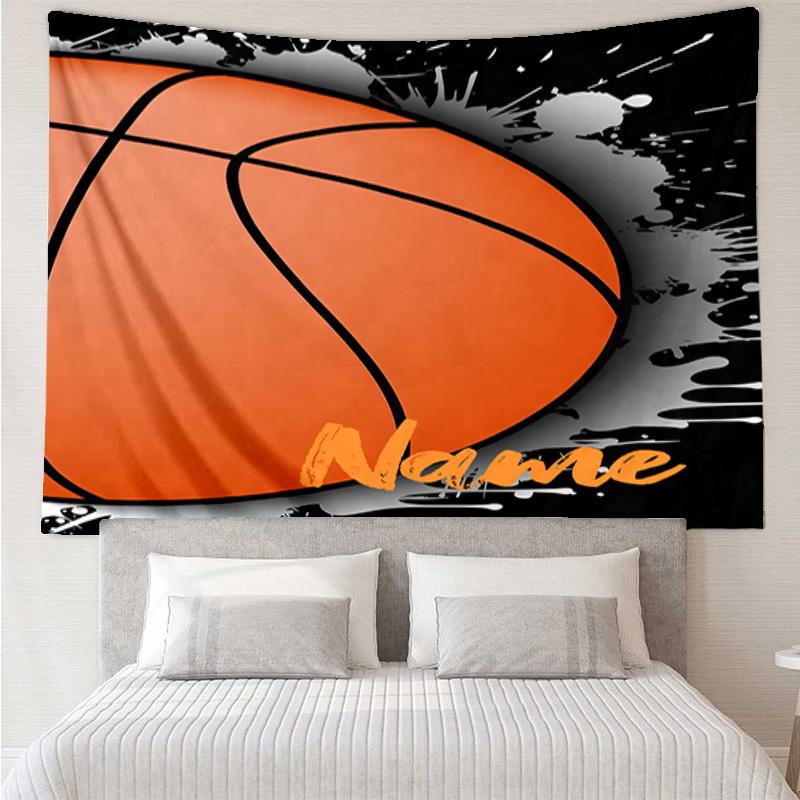 Custom Name basketball Print Tapestry, Backdrop, Easy Setup, Ideal for Bedroom, Office & Living Room, with Aesthetic Wall Hanging Decor.