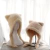 Cute Plush Hat for Women Autumn and Winter Outdoor Thickened Warm Imitation Rabbit Fur Windproof Ear Protection Caps