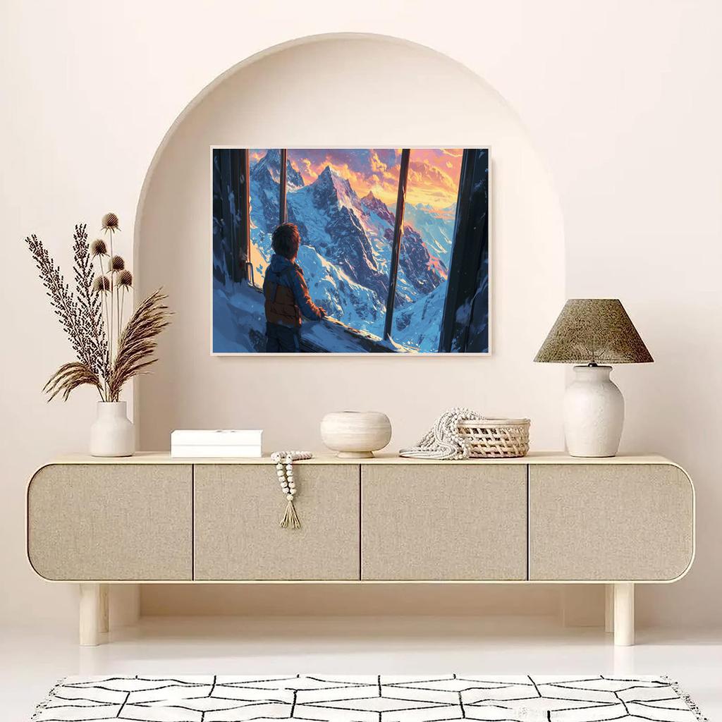 DIY Алмазная картина Снежная сцена за окном Набор для вышивки крестом Мозаика Искусство Алмазная картина Полный круг/Квадратный алмаз Украшение дома