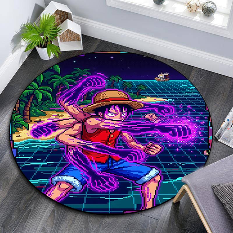 Luffy pattern round rug,Carpet Rug for Living Room Bedroom Playroom ,Non-slip Floor Mat,Holiday Gifts and Birthday Gifts.