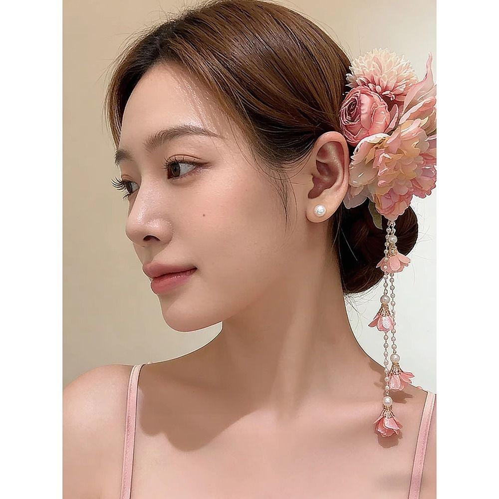 1Pcs Chinese Style Hair Clip Headpieces Fresh Flower Hairpin Durable Hanfu Hair Accessories