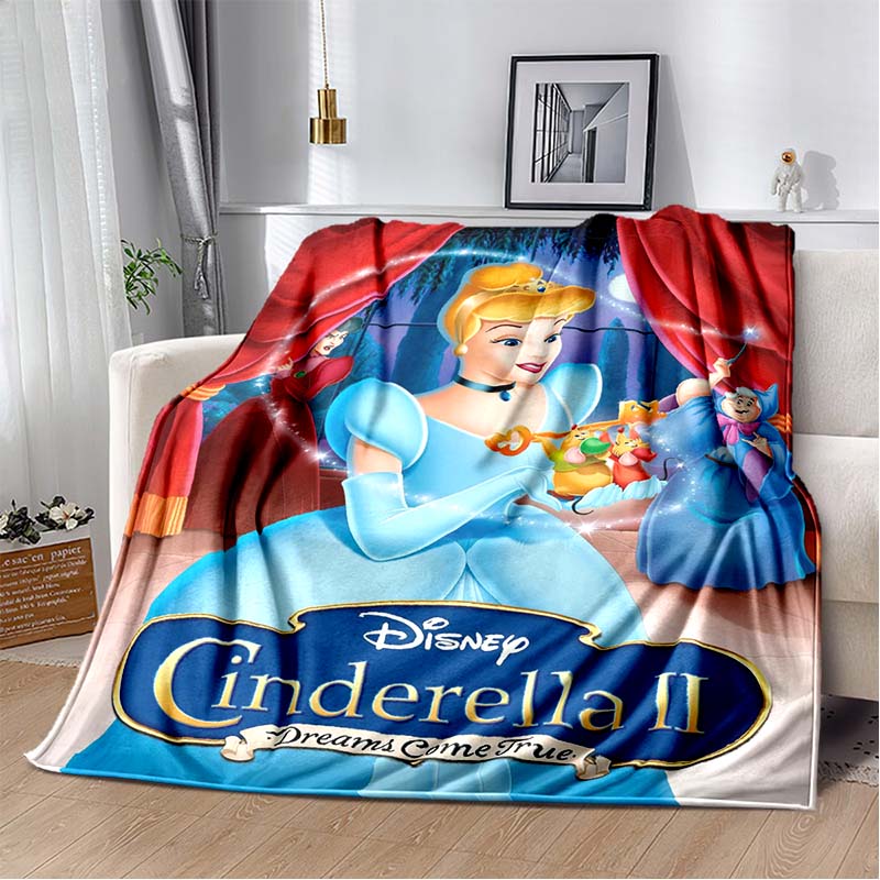 6 Sizes Princess Cinderella Cartoon Soft Flannel Fluffy Throw Camping Blanket for Children Sofa Throw Thin Blanket Female Gift
