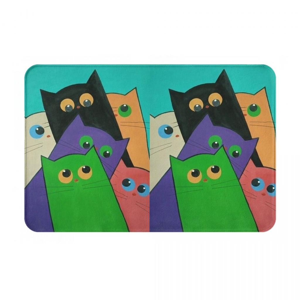 Art Cute Cat Kitten Anti-slip Doormat Floor Mat Washable Carpet Rug for Kitchen Entrance Home Bathroom Living room Footpad Mats