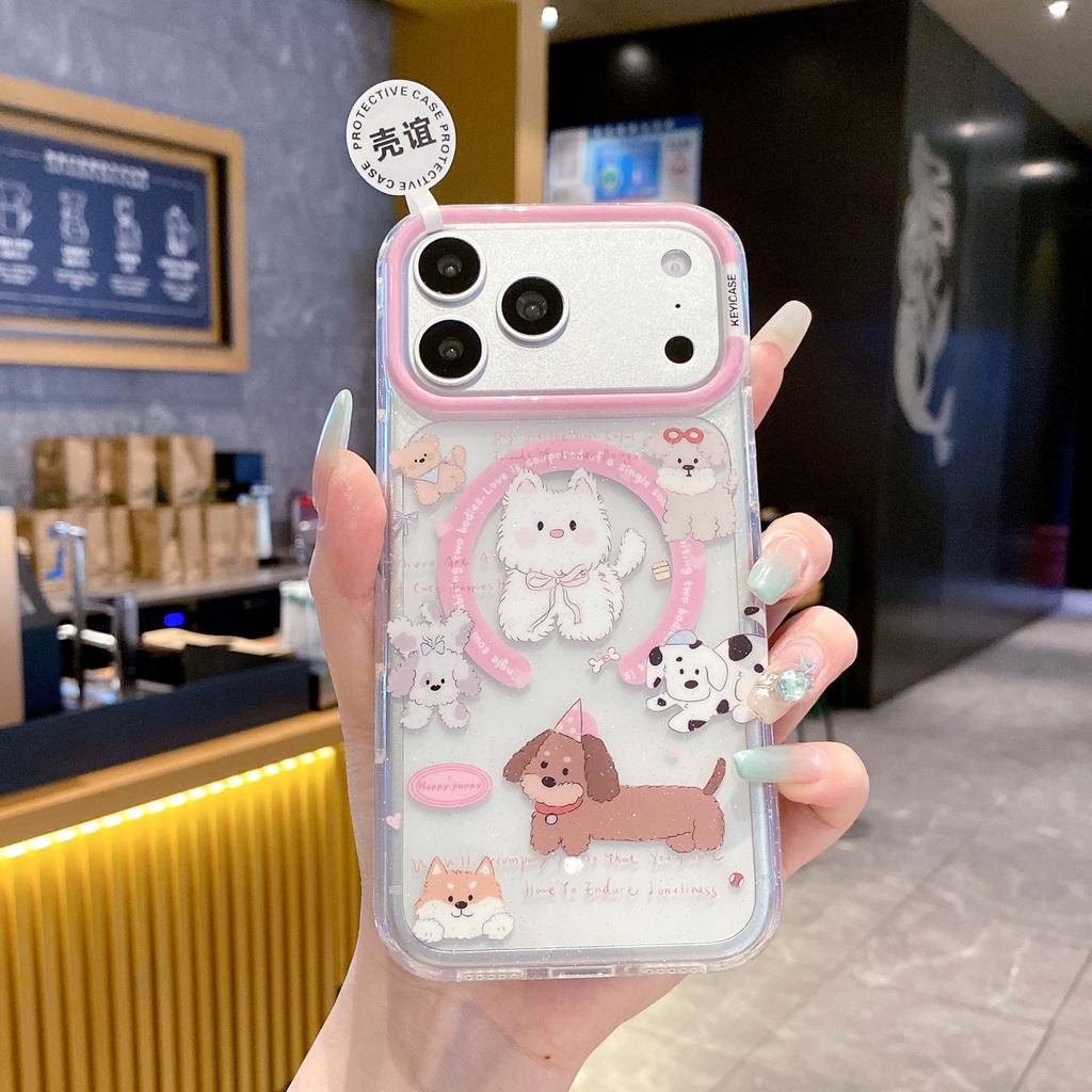 iPhone11Pro colorful glitter magnetic phone case cute animal apple 11 puppy protective case