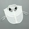White Chiffon Fake Collars Woman Vintage Half Shirt False Collar Woman Embroidery Detachable Lapel Collar Faux Col Accessories