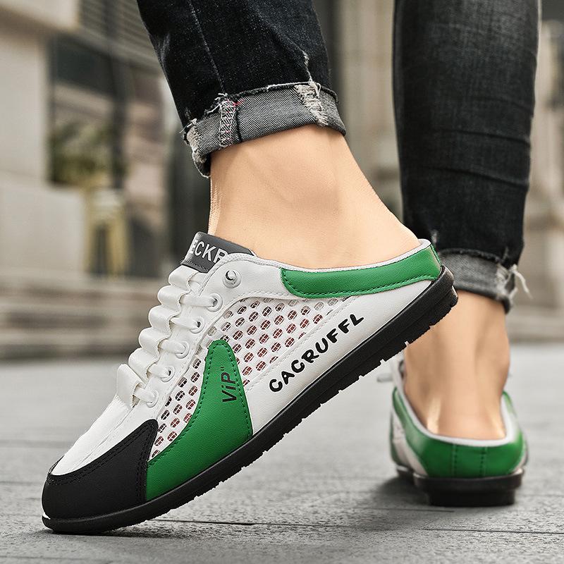 Дышащие пещерные туфли Мужские шлепанцы Баотоу Сетчатая обувь Повседневные полушлепанцы Мужская обувь Удобная Модная Минималистичная Мужская Универсальная Повседневная Обувь