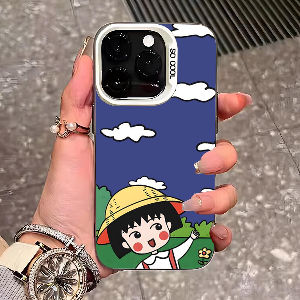 Chibi Maruko-chan Phone Case For IPhone 17 Pro Max 16 15 14 13 11 12 Mini Xs Xr 8 Plus Se Color Silver Cover