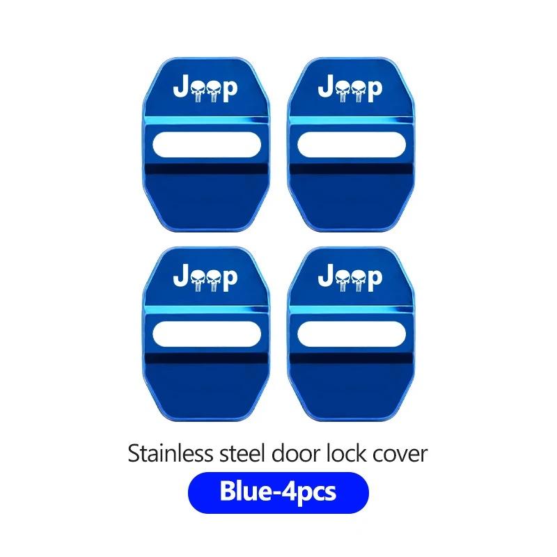 4Pcs Stainless Steel Car Door Lock Cap Cover for Jeep Renegade Wrangler JK Grand Cherokee Compass Patriot Liberty Auto Accessory