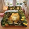 3pcs cat, apple tree Bedding Set Down Comforter Cover and Pillowcases, Suitable for Guest Room Home Decoration All Seasons(No Insert) S0819040