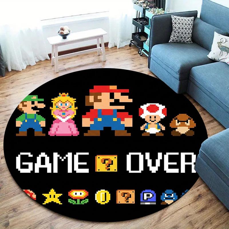 Super Mario Poster Round Area Rug Carpet Rug For Living Room Bedroom Sofa Playroom Decor Nonslip Floor Mat