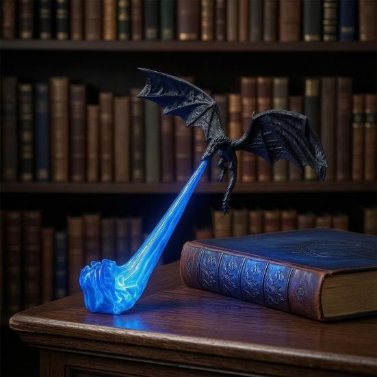 Фантастическое украшение для книжных полок, Дракон, Уголок для книжной полки, Свет, 3D-печатное украшение для полки, Огнедышащее, Декоративные книжные упоры, Основа для кабинета,