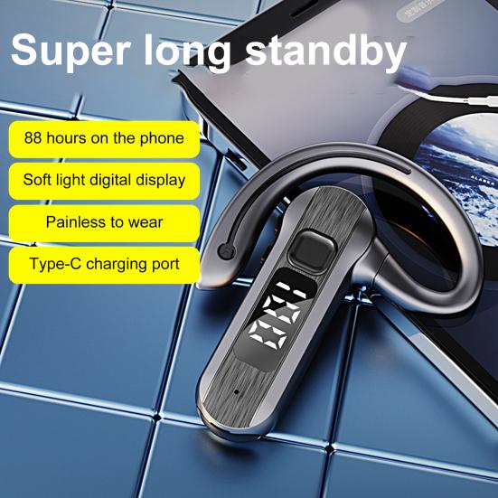 1 Set Wireless Headphone Air Conduction Digital Display 300mAh Ear Rear Mounted 5.2 Bluetooth-compatible