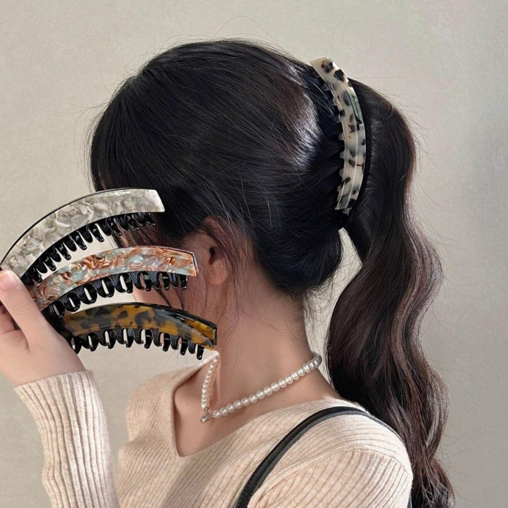 Geometric Acetate Banana Clip Acetic Acid Vertical Clip Leopard Print Hair Clip Female