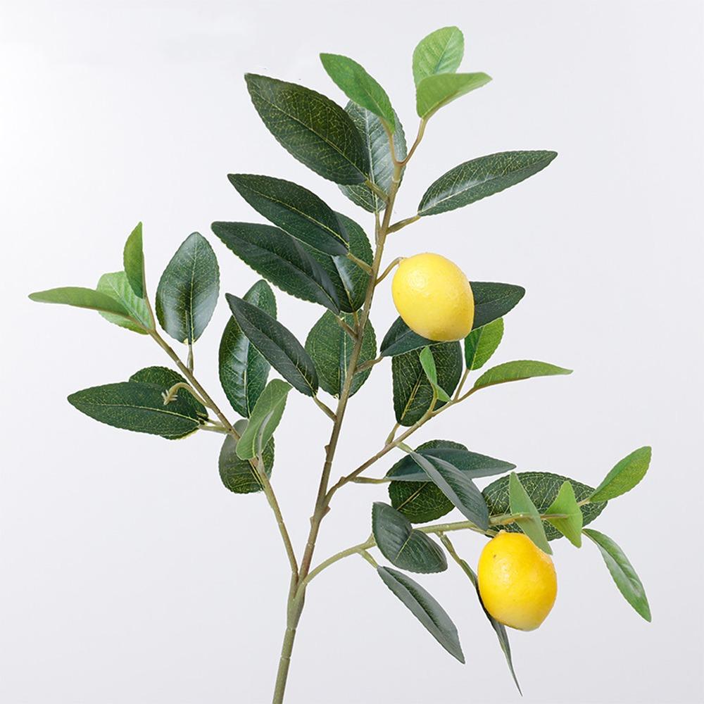 Green Leaves Artificial Lemon Branch Plastic Fruit Handmade Fake Fruit Props Realistic Flower Arrangement Simulation Fruit Tree