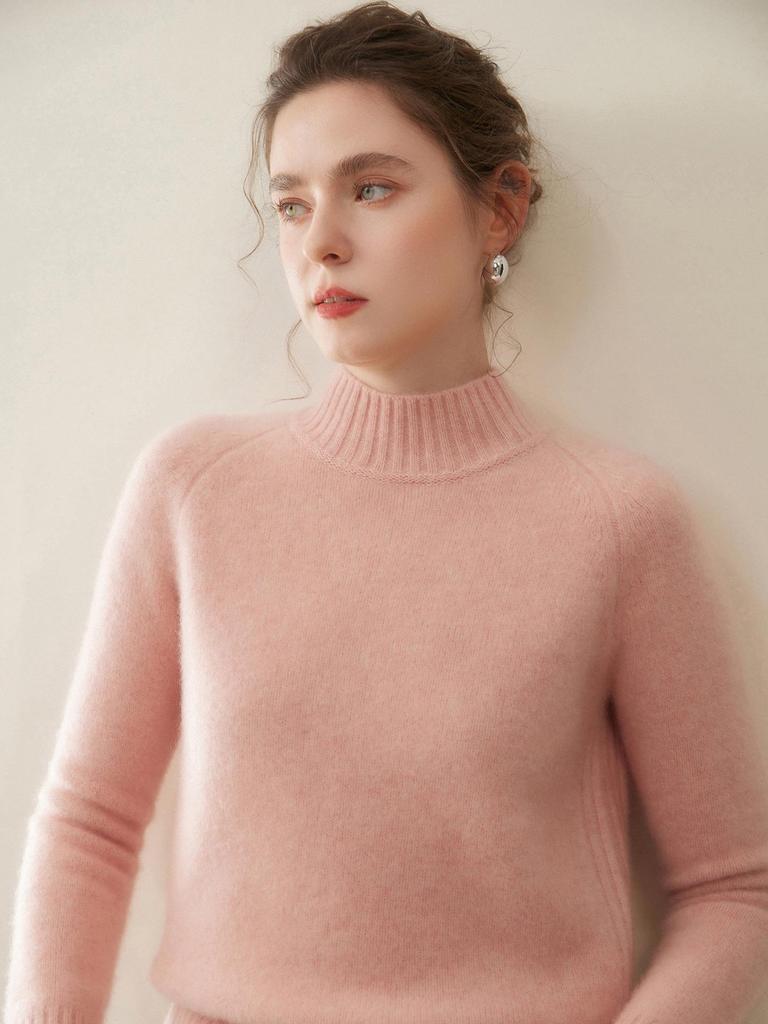 Women's Cashmere Half-High Collar Loose Pullover Knitwear - Thick, Warm, Solid Color for Autumn/Winter