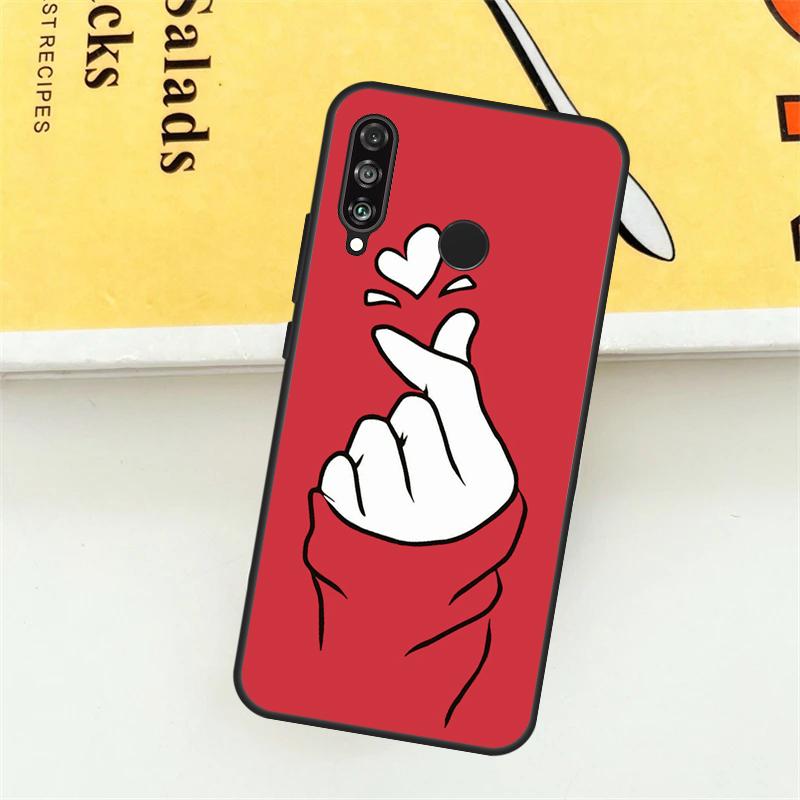 Чехол Kpop Сердце пальцами для Huawei Nova 12i 7i 8i 11i Y73 Y72 Y61 Y91 Y90 Y70 Y60 9 10 SE 11 Pro P30 P40 Lite