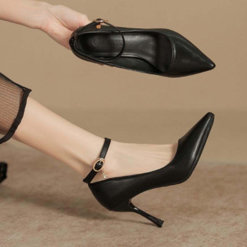 Новые стильные туфли на шпильках с острым носком и высокой шпилькой, с одной пряжкой, рабочие туфли для работы, универсальная женская обувь