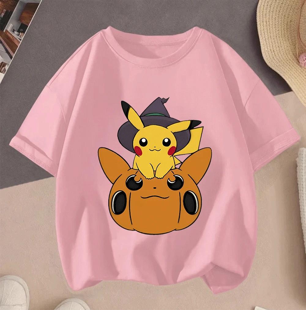 2026 Hot Sale 100 Cotton Kids TShirt Cute Pikachu Cartoon Print Soft Breathable Casual Childrens Short Sleeve Tops