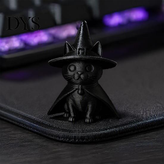 Маленькая скульптура для кабинета, Готический колпак ведьмы, Фигурка черного кота, 3D-печатный плащ волшебника, Котёнок, Универсальное мягкое декоративное изделие, Жуткий