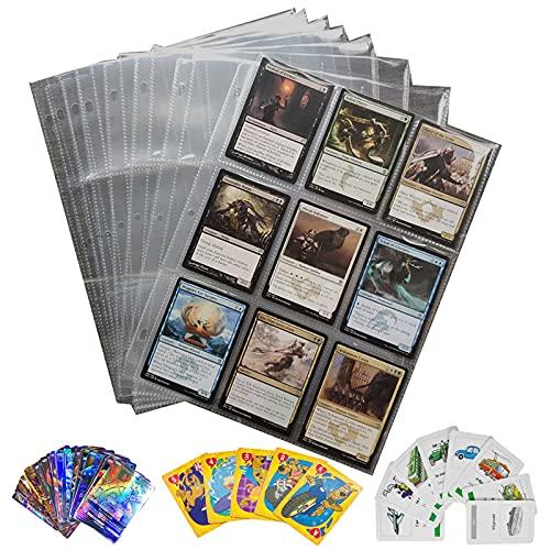 50 листов коллекционной картотеки, картотека, совместимая с 2, 3, 4 отверстиями, 9-карманными листами для коллекционирования покемонов и других карточек, прозрачная папка-регистратор