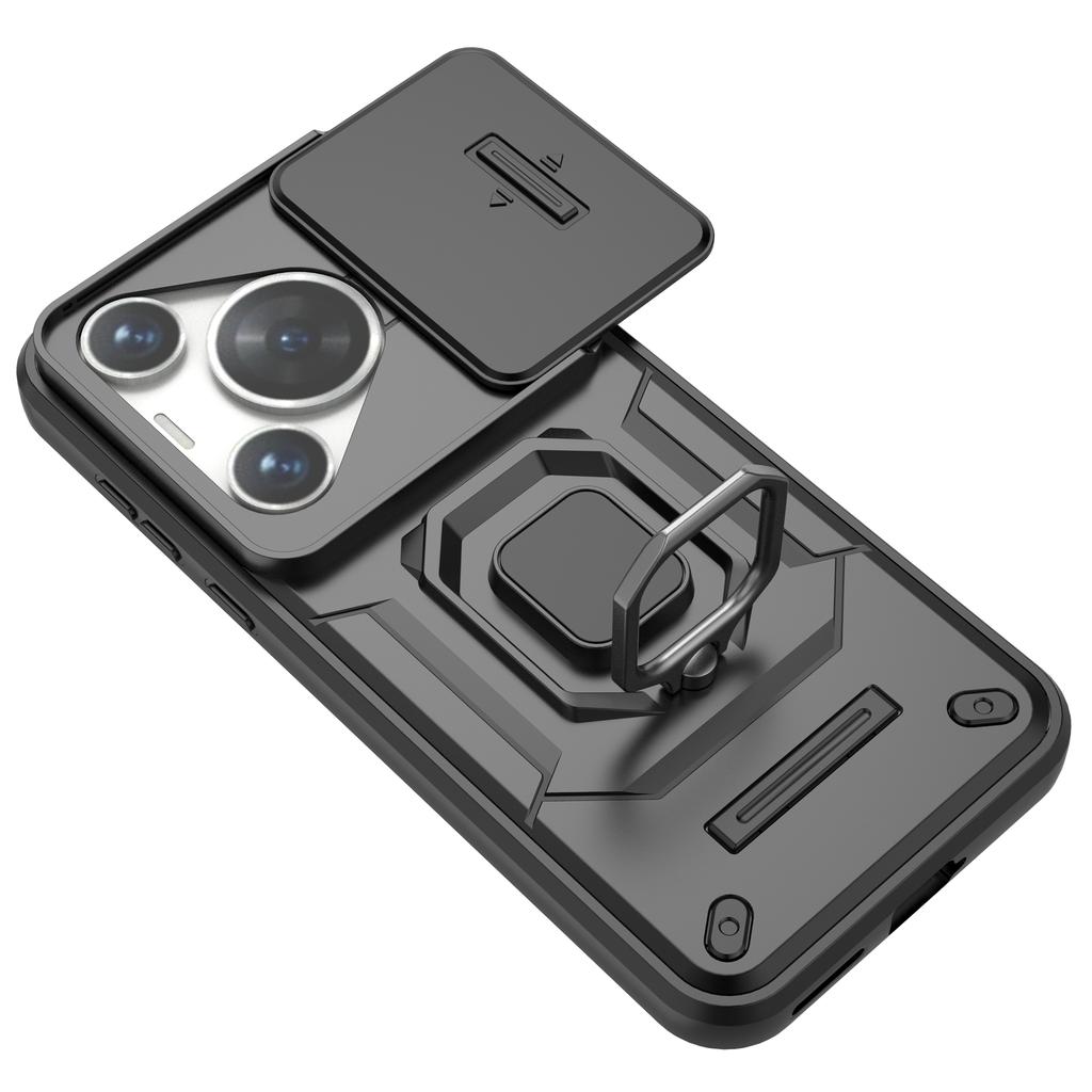For Huawei Pura 70 Pro/Pura 70 Pro+ Kickstand Case Slide Lens Protection PC+TPU Phone Cover