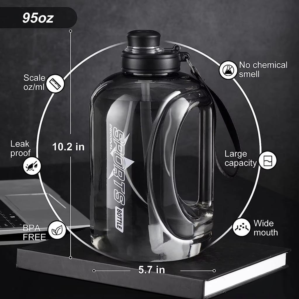 Portable Water Bbottle With A Built In Straw And Shoulder Strap In Eco Friendly Material Suitable For Fitness And Outdoor Activi