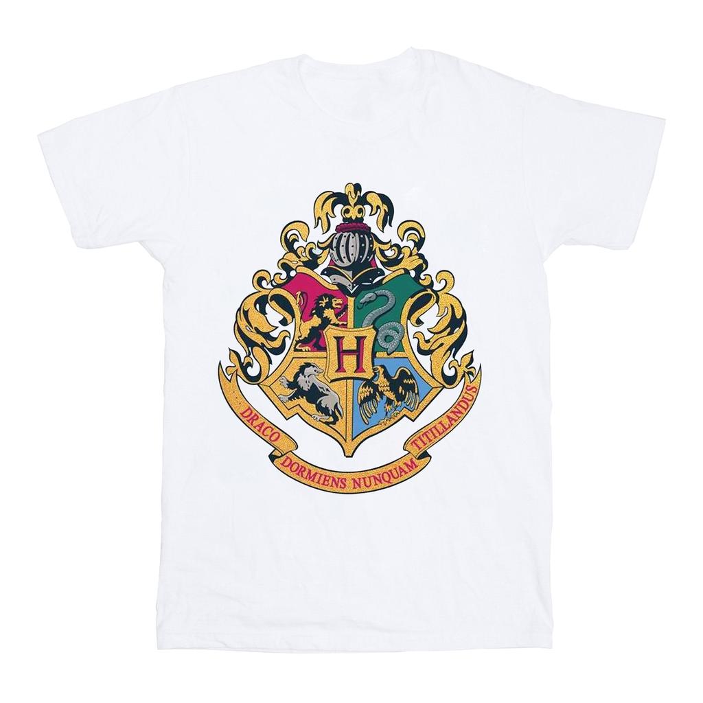 HARRY POTTER Boys Hogwarts Crest Gold Ink T-Shirt