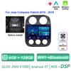 Autoradio Android 17 pour JEEP Compass Patriot 2010 - 2016 Lecteur multimédia automobile GPS Navigation Carplay Stéréo 4G BT Sans 2din DVD