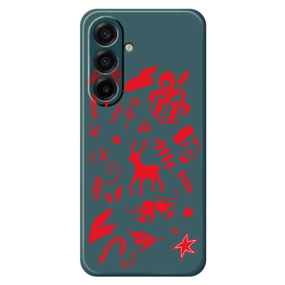 For Samsung Galaxy A17 5G Case Hand Drawn Christmas Pattern Printing Straight Edge TPU Phone Back Cover