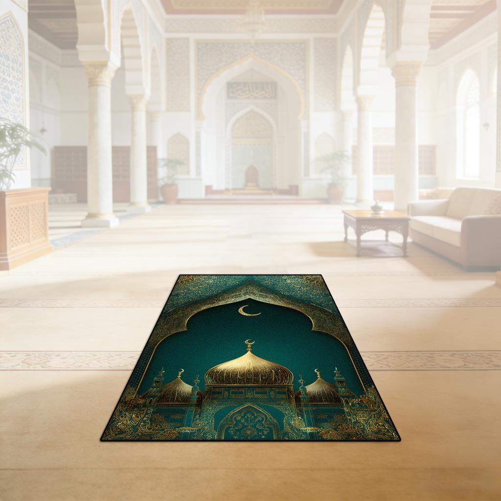 Islamic Ramadan Portable Fluffy Musalla Prayer Mat Easy Clean Lightweight Salah Mat Resilient Short Velvet Mosque Worship Mat
