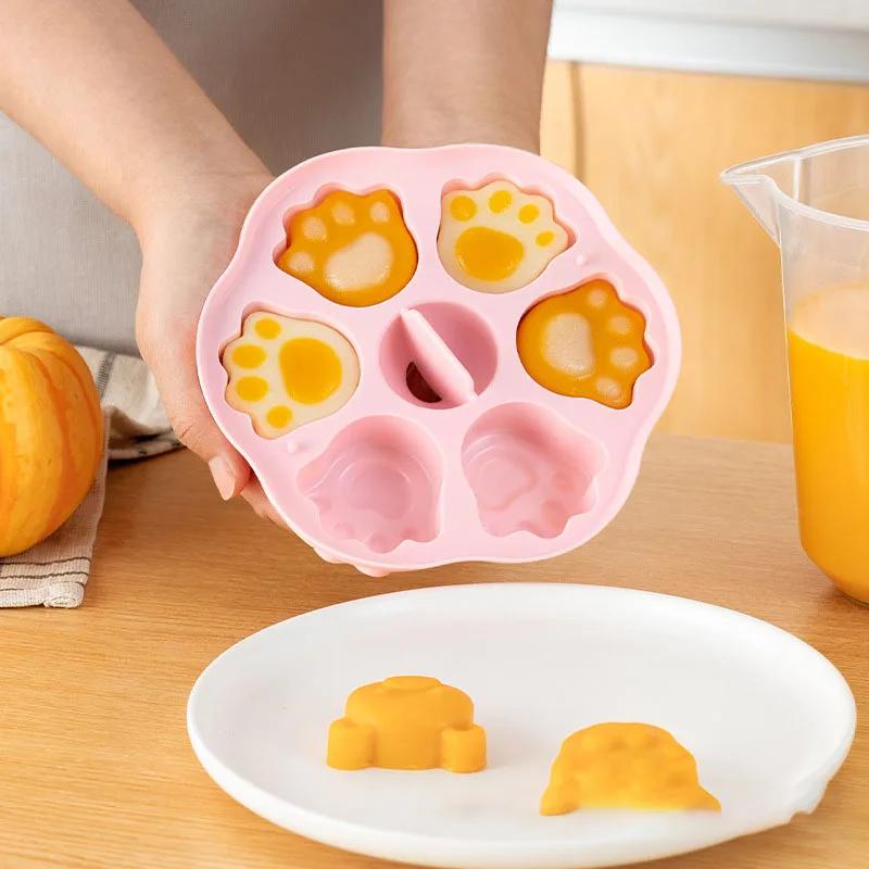 Cat's Paw Steam Cake Silicone Molds Cartoon Bear Ice Cube Silicone Mould Baby Complementary Food Silicone Mold Kitchen Accessory