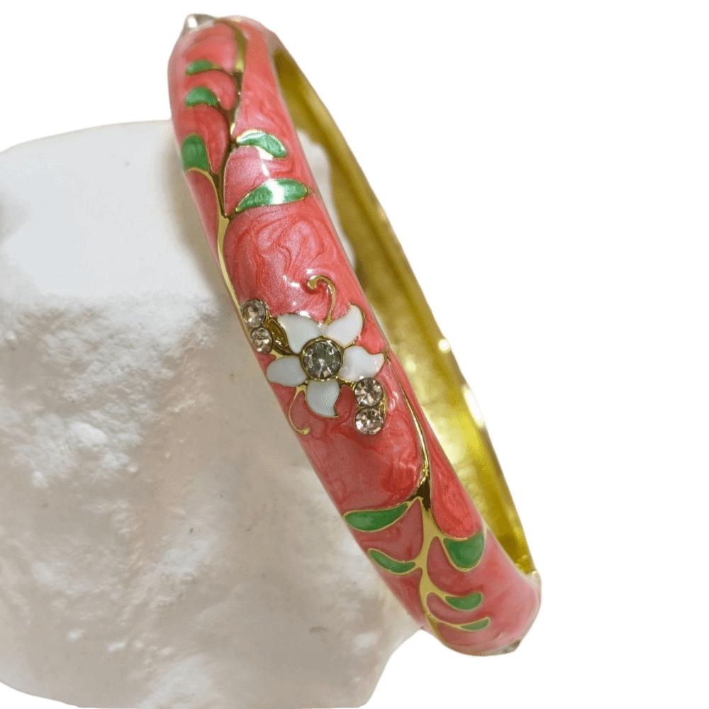 Enamel Vintage Flower Bangle Traditional Women's Hand Bracelet Jewelry Gifts