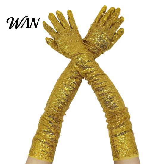 Theatrical Role Play Accessories 1 Pair Sequin Reflective Gloves for Women, Stretchy Long Shiny Stage Costume Opera Party Performance Prom Bar Elastic