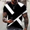 Men's T-shirt Trendy Design Black And White Color Art 3D Printed Oversized Round Neck Tops Loose Casual Simple Style Short Sleeve T Shirts