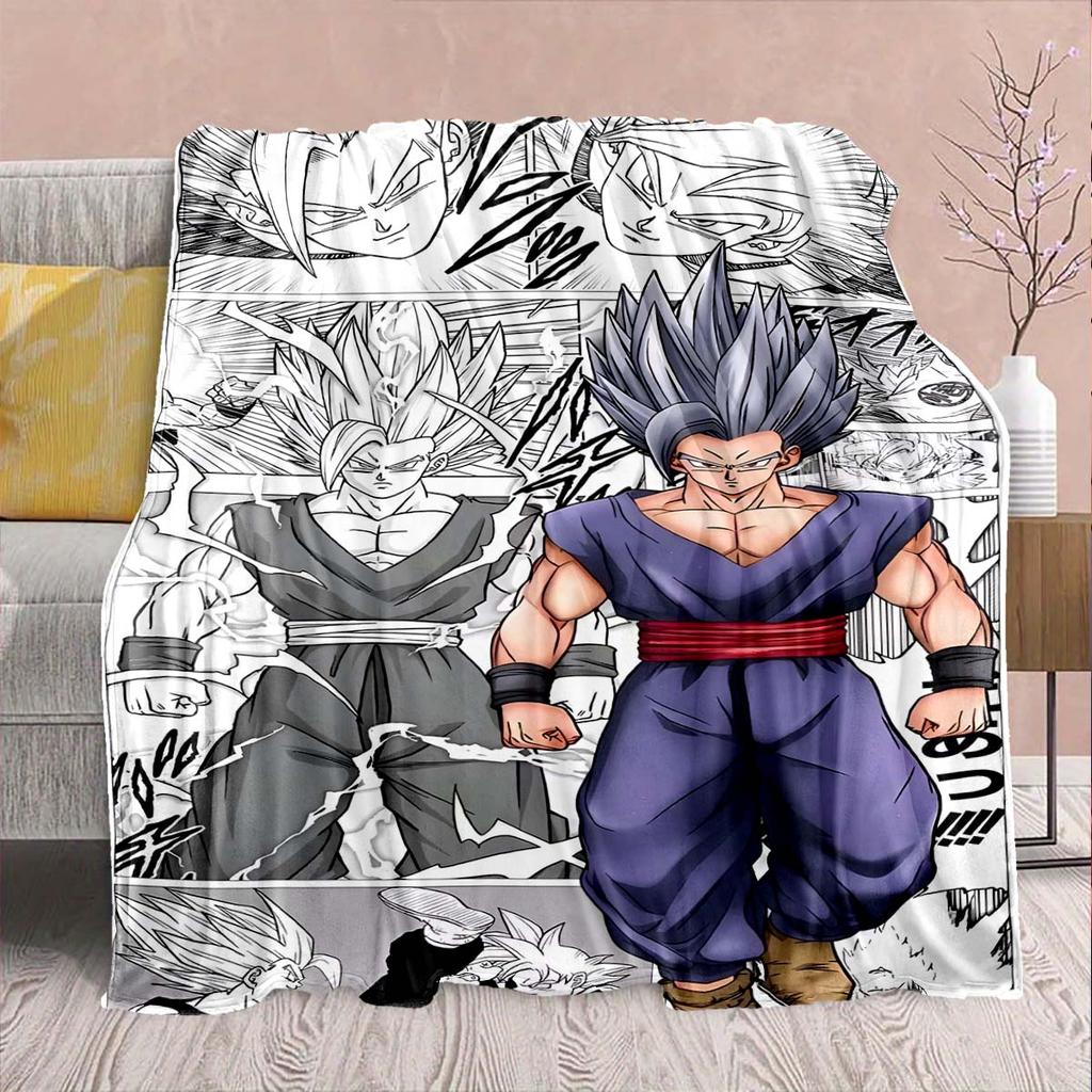 Фланелевое одеяло из аниме Dragon Ball - Мягкое, теплое, идеально подходит для дивана, постельного белья, кемпинга, путешествий, офиса, домашнего декора -QJY