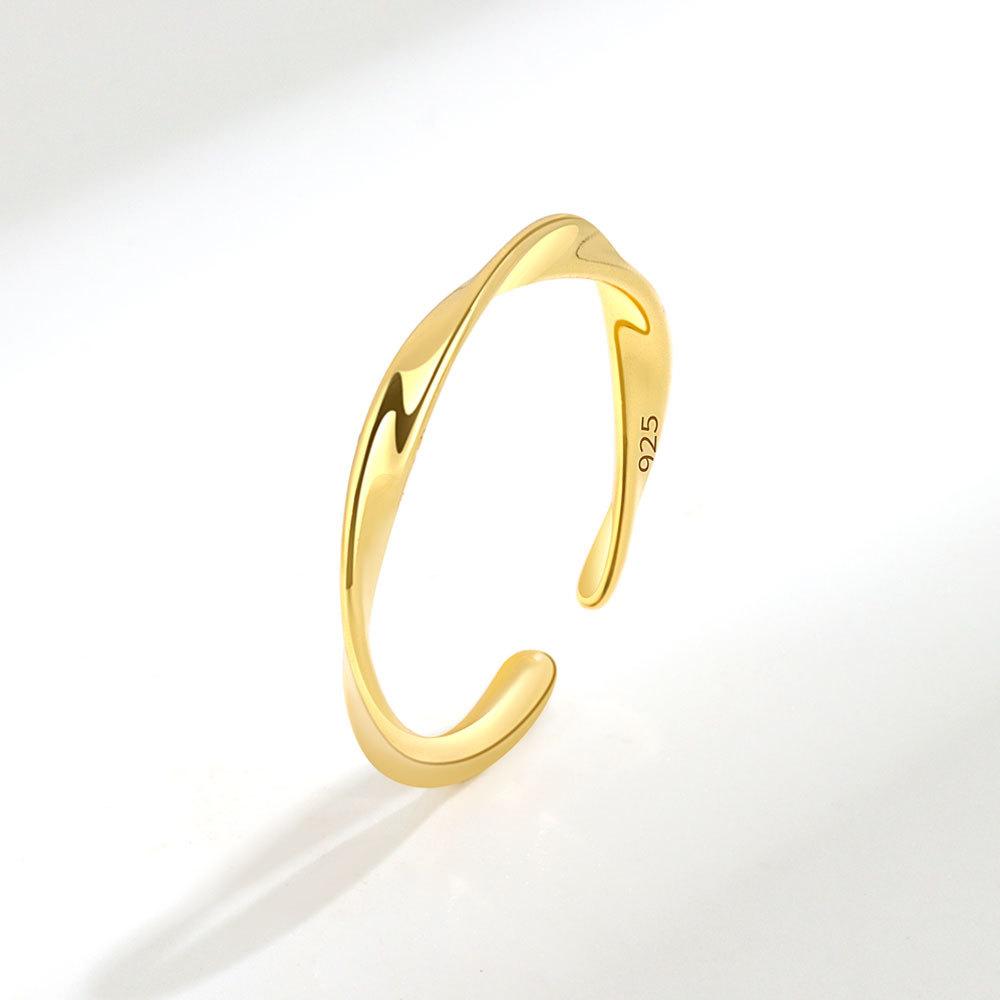 Geometric Glossy Concave Convex Shaped Ring Female Niche Design Personality High Sense Finger Ring Ins Cold Temperament Opening Index Finger Ring