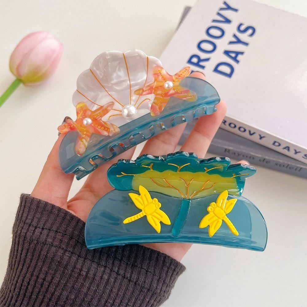 Korean Style Shell Hair Claw Acetic Acid Geometry Shark Clip Hairpin Ocean Series Hair Claw Girls
