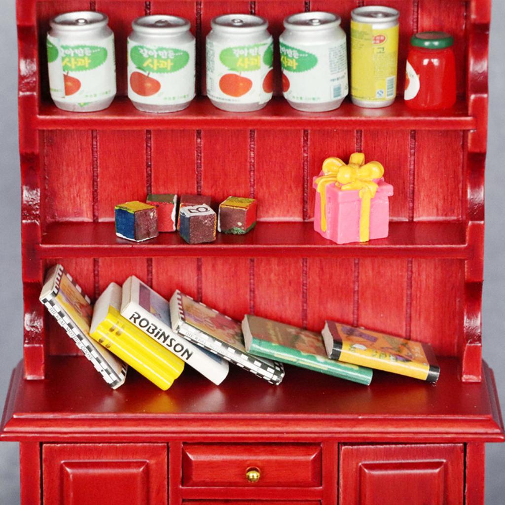 Miniature Sturdy Wood Bookcase 1 12 Scale Dollhouses Furniture Three Layers Cabinet Accessory for Pretend Play Toy