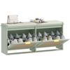 Shoe Bench, Storage Bench, Padded Seat, Flip-Down Drawers, Rattan Door, 104 x 26 x 47.5 cm, Green