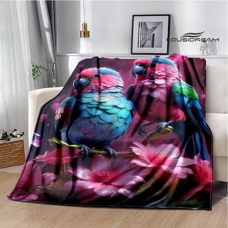 3D Parrot cute printed blankets picnic blanket Warm Flannel blankets Soft and comfortable blanket bed linings Birthday Gift