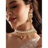 Позолоченный набор колье-чокера ручной работы с искусственными кунданами и белым камнем, с подходящими серьгами для женщин и девушек